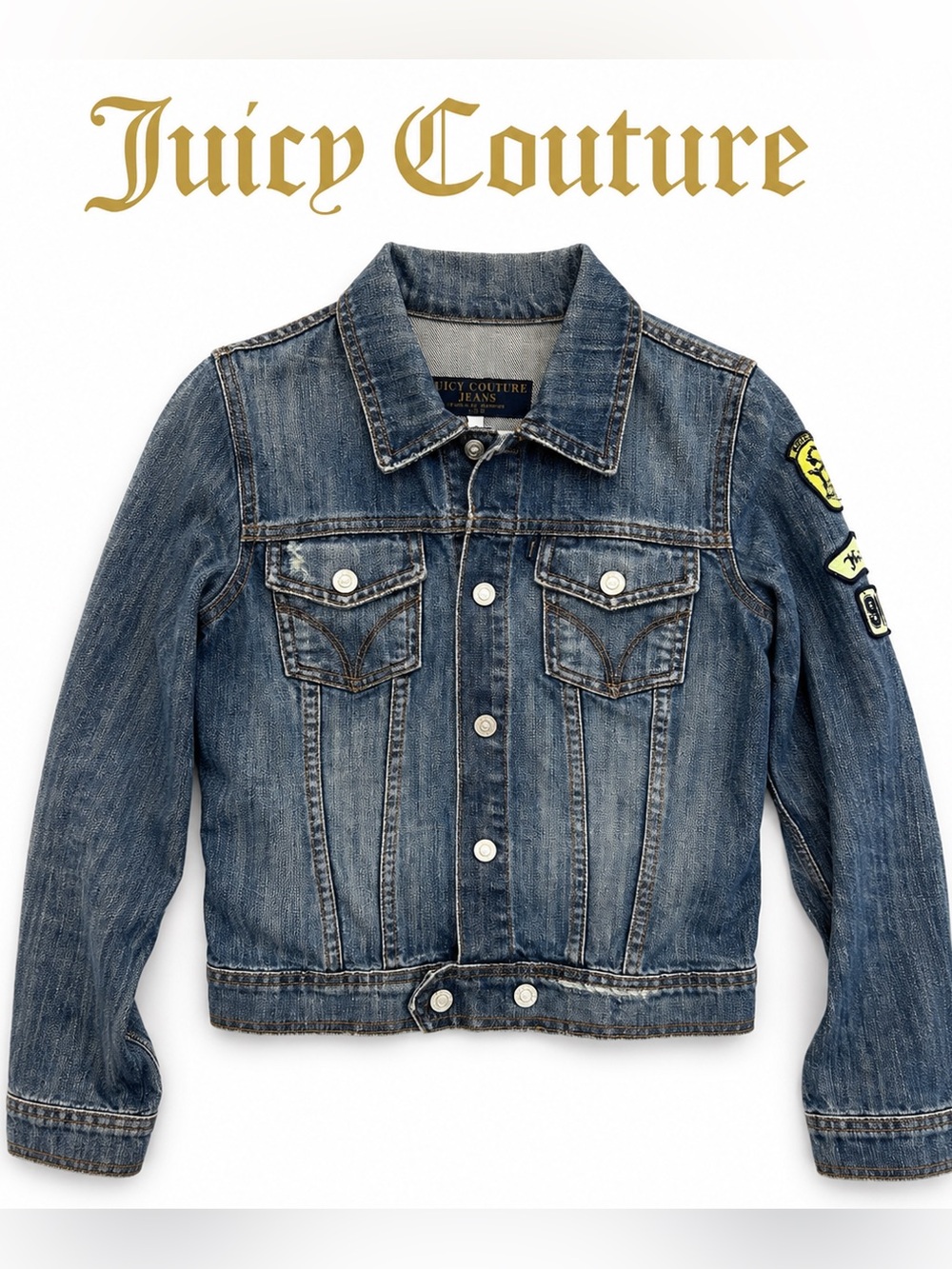 Vintage Juicy Couture Y2K Dog Lover Patch Denim Jacket- Small